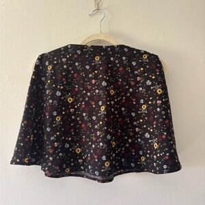 Black Floral Mini Skirt with Yellow & Red Blooms